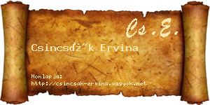 Csincsák Ervina névjegykártya